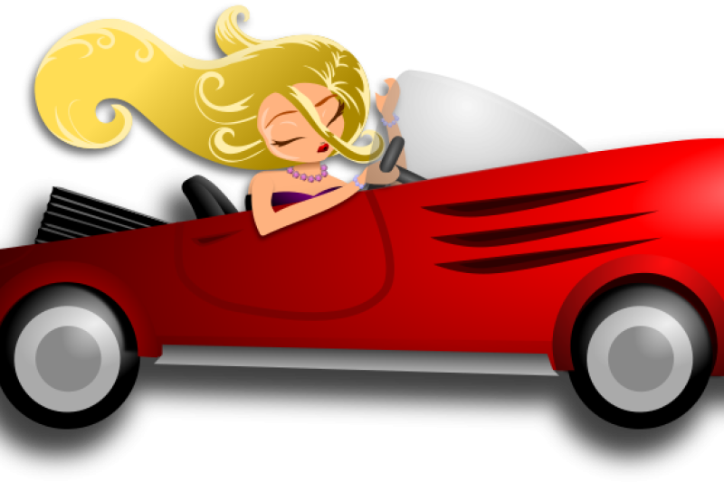 Girl in Car going to Palm Tree